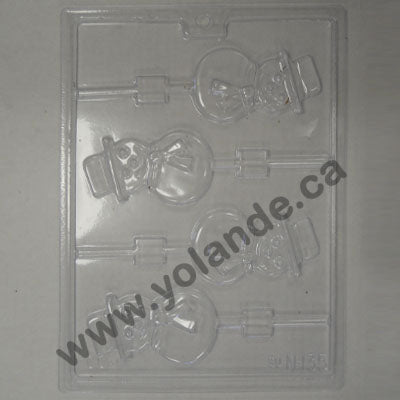 Moule à chocolat Noël - Bonhomme de Neige sur bâton - Suçon (S-N135)