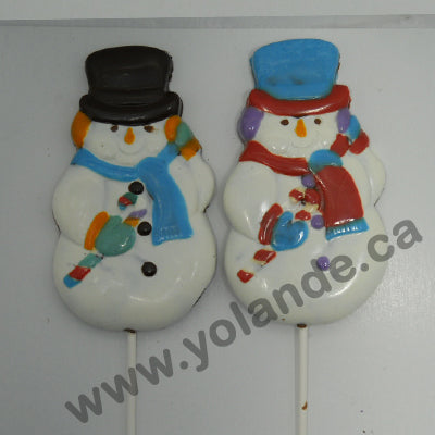 Moule à chocolat Noël - Bonhomme de neige sur bâton - Suçon (S-N139)