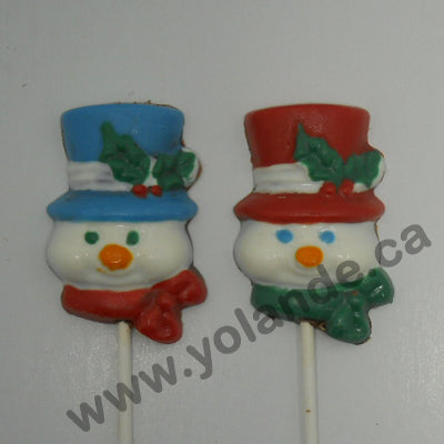 Moule à chocolat Noël - Figure Bonhomme de neige sur bâton - Suçon (S-N179)