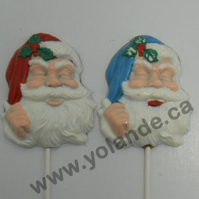 Moule à chocolat Noël - Tête de Père-Noël sur bâton - Suçon (S-N186)