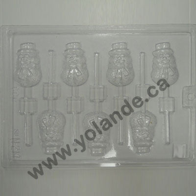 Moule à chocolat Noël - Bonhomme de neige sur bâton - Suçon (S-N214)