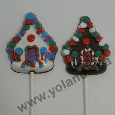 Moule à chocolat Noël - Maison pain d'épices sur bâton - Suçon (S-N218)