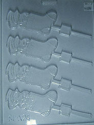 Moule à chocolat Noël - Bonhomme de neige dans un bas de Noël sur bâton - Suçon (S-N24)