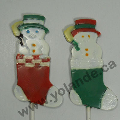 Moule à chocolat Noël - Bonhomme de neige dans un bas de Noël sur bâton - Suçon (S-N24)