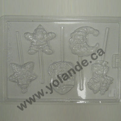 Moule à chocolat Noël - Père Noël étoile, Lune sur bâton - Suçon (S-N255)