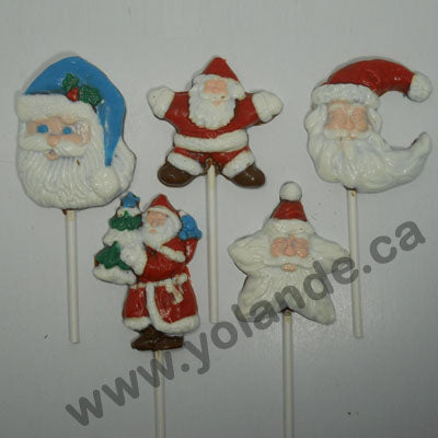 Moule à chocolat Noël - Père Noël étoile, Lune sur bâton - Suçon (S-N255)