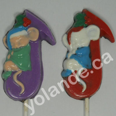 Moule à chocolat Noël - Souris sur note de musique sur bâton - Suçon (S-N25)