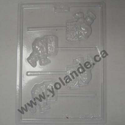 Moule à chocolat Noël - Père Noël dans la cheminée sur bâton - Suçon (S-N263)