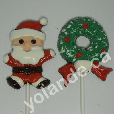 Moule à chocolat Noël - Poinsettia - Couronne - Bonhomme de neige - Père Noël sur bâton - Suçon (S-N58)