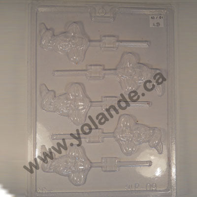 Moule à chocolat de Pâques - Tête de lapin sur bâton - Suçon (S-P09)