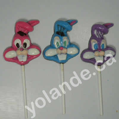 Moule à chocolat de Pâques - Tête de lapin sur bâton - Suçon (S-P09)