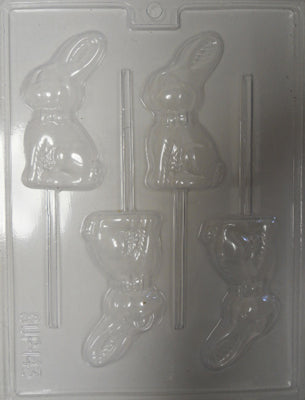 Moule à chocolat de Pâques - Lapin sur bâton - Suçon (S-P143)