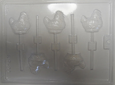 Moule à chocolat de Pâques - Poule sur bâton - Suçon (S-P22)