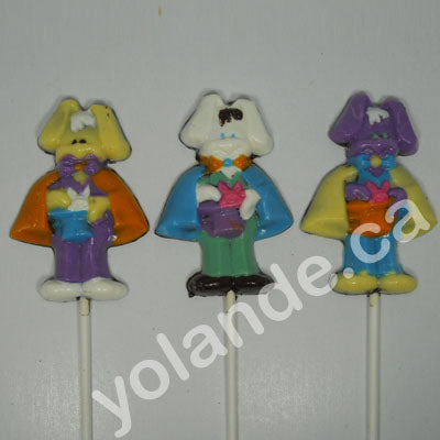 Moule à chocolat de Pâques - Lapin magicien sur bâton - Suçon (S-P50)