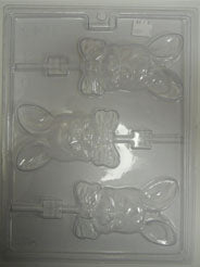 Moule à chocolat de Pâques - Tête de lapin sur bâton - Suçon (S-P77)