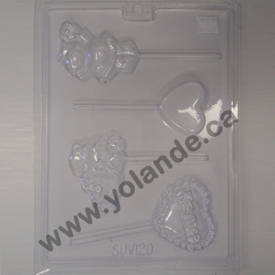 Moule à chocolat St-Valentin - Coeur - hippopotame - ourson - Suçon (S-V120)