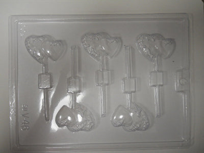 Moule à chocolat St-Valentin - Coeur double sur bâton - Suçon (S-V46)