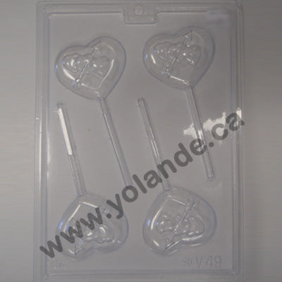 Moule à chocolat St-Valentin - Coeur sur bâton - Suçon (S-V49)