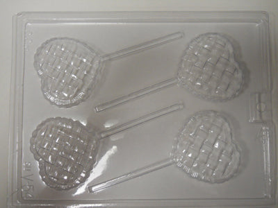 Moule à chocolat St-Valentin - Coeur embossé sur bâton - Suçon (S-V54)