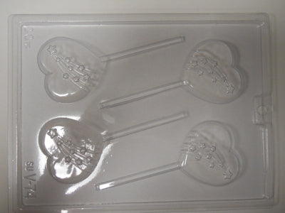 Moule à chocolat St-Valentin - Coeur avec traînée d'étoiles sur bâton - Suçon (S-V74)