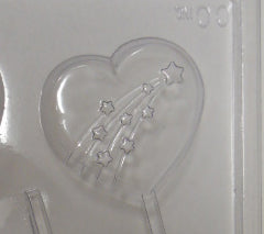 Moule à chocolat St-Valentin - Coeur avec traînée d'étoiles sur bâton - Suçon (S-V74)
