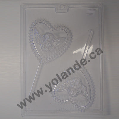 Moule à chocolat St-Valentin - Coeur avec chérubin - Suçon (S-V92)