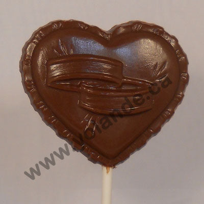 Moule à chocolat Mariage coeur avec alliance sur bâton - Suçon (S-W01)