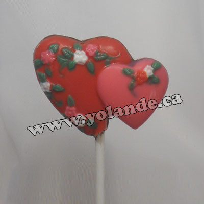 Moule à chocolat St-Valentin - Coeur double sur bâton - Suçon (S-V46)