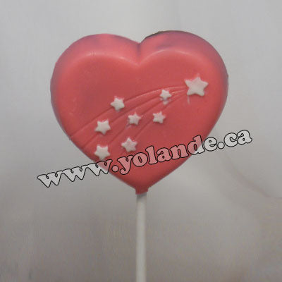 Moule à chocolat St-Valentin - Coeur avec traînée d'étoiles sur bâton - Suçon (S-V74)