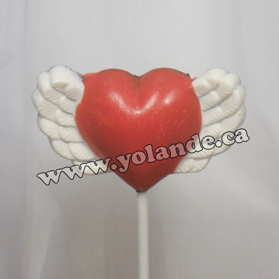 Moule à chocolat St-Valentin - Coeur avec des ailes sur bâton - Suçon (S-V86)