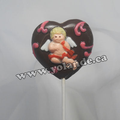 Moule à chocolat St-Valentin - Coeur avec chérubin sur bâton - Suçon (S-V08)