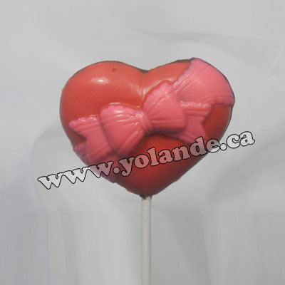 Moule à chocolat St-Valentin - Coeur avec boucle sur bâton - Suçon (S-V32)
