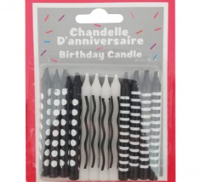 Chandelle - 2 1/2" - Pois et Ligne - Noir et blanc
