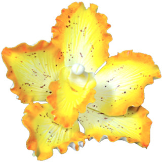 Fleur en pastillage - Cymbidium - Jaune - 2 7/8"