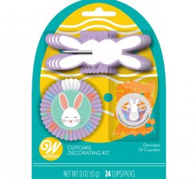 Ensemble de caissette - pic et décorette lapin PÂQUES